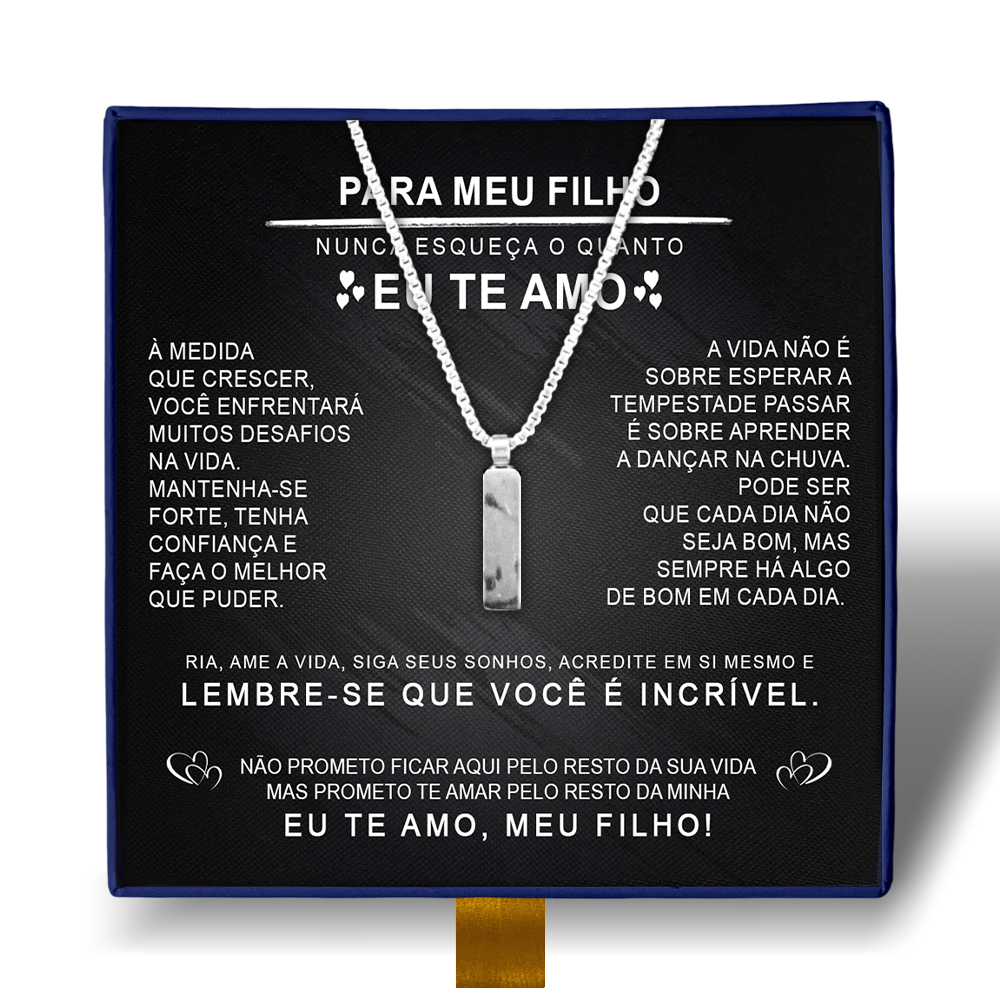 Para Meu Filho- Colar Americano Banhado a Ouro Branco 18k