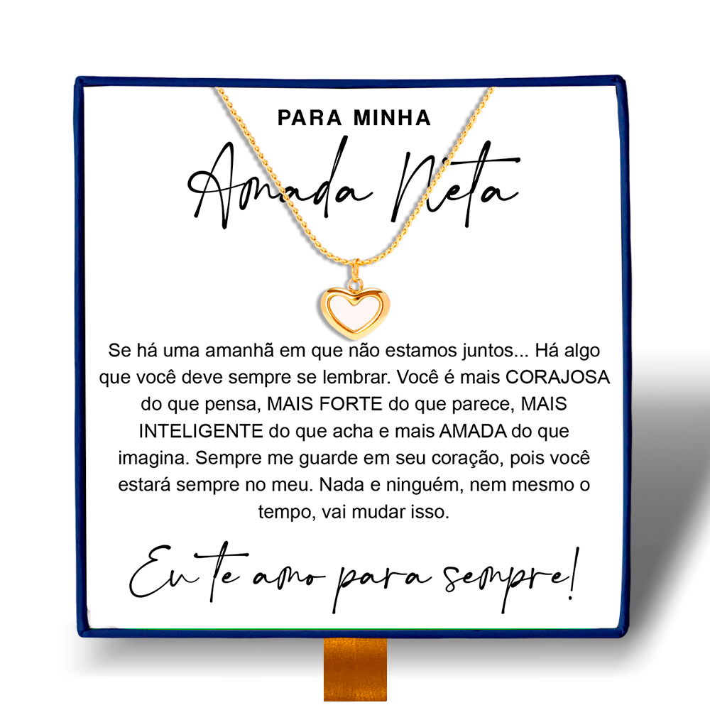 Para Minha Neta - Colar Coração Pérola Banhado a Ouro 18k