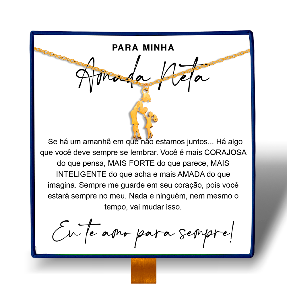 Para Minha Neta - Colar Laço de Amor Banhado a Ouro 18k