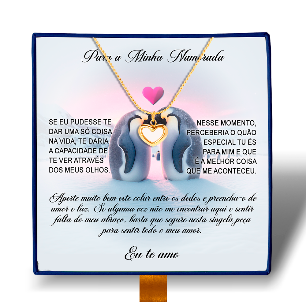 Para Minha Namorada - Colar Coração Pérola Banhado a Ouro 18k