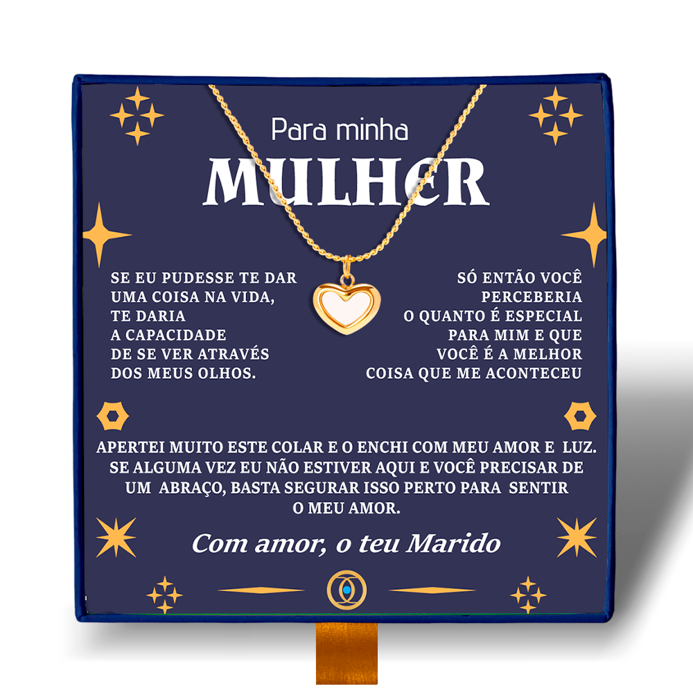 Para Minha Mulher- Colar Coração Pérola Banhado a Ouro 18k