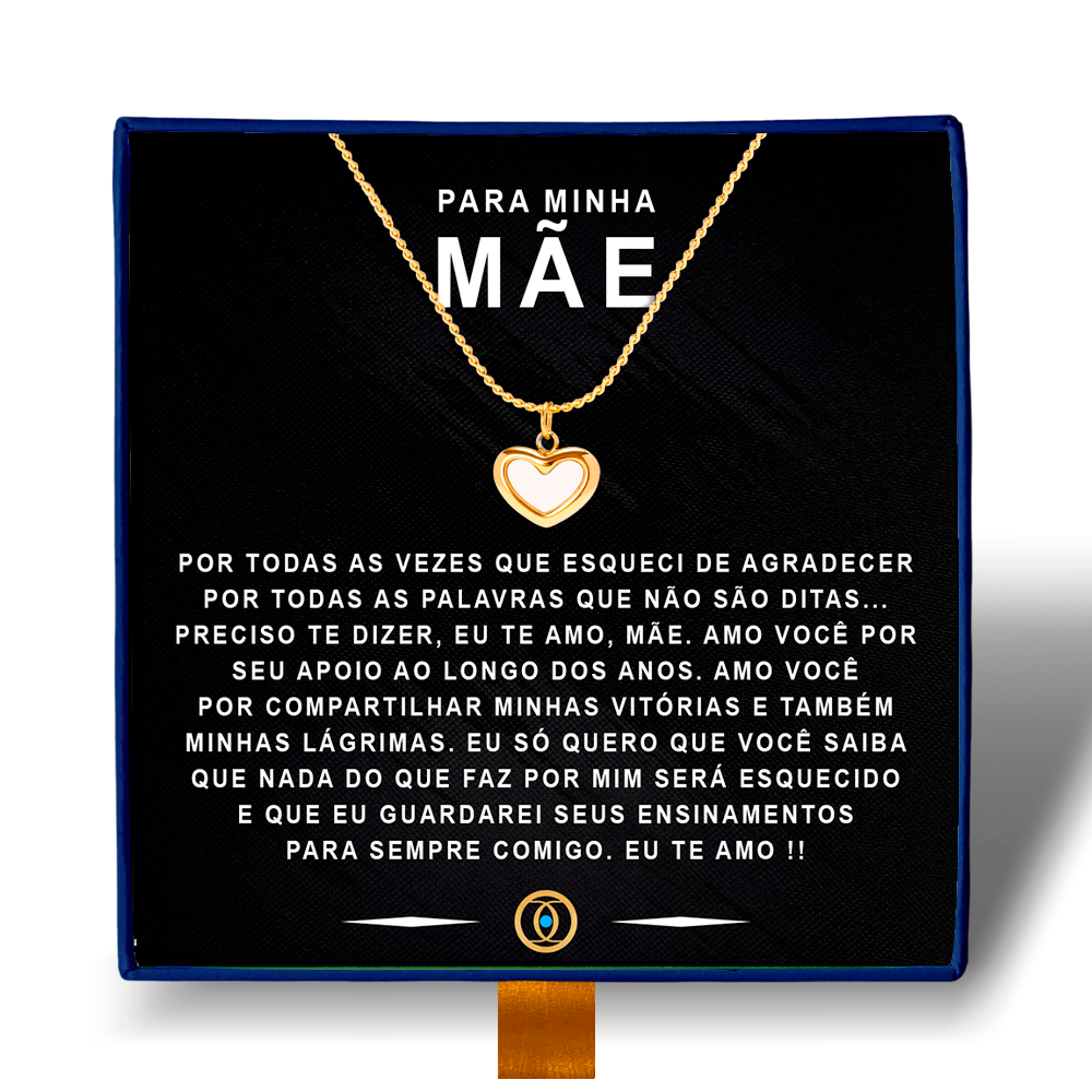 Para Minha Mãe - Colar Coração Pérola Banhado a Ouro 18k