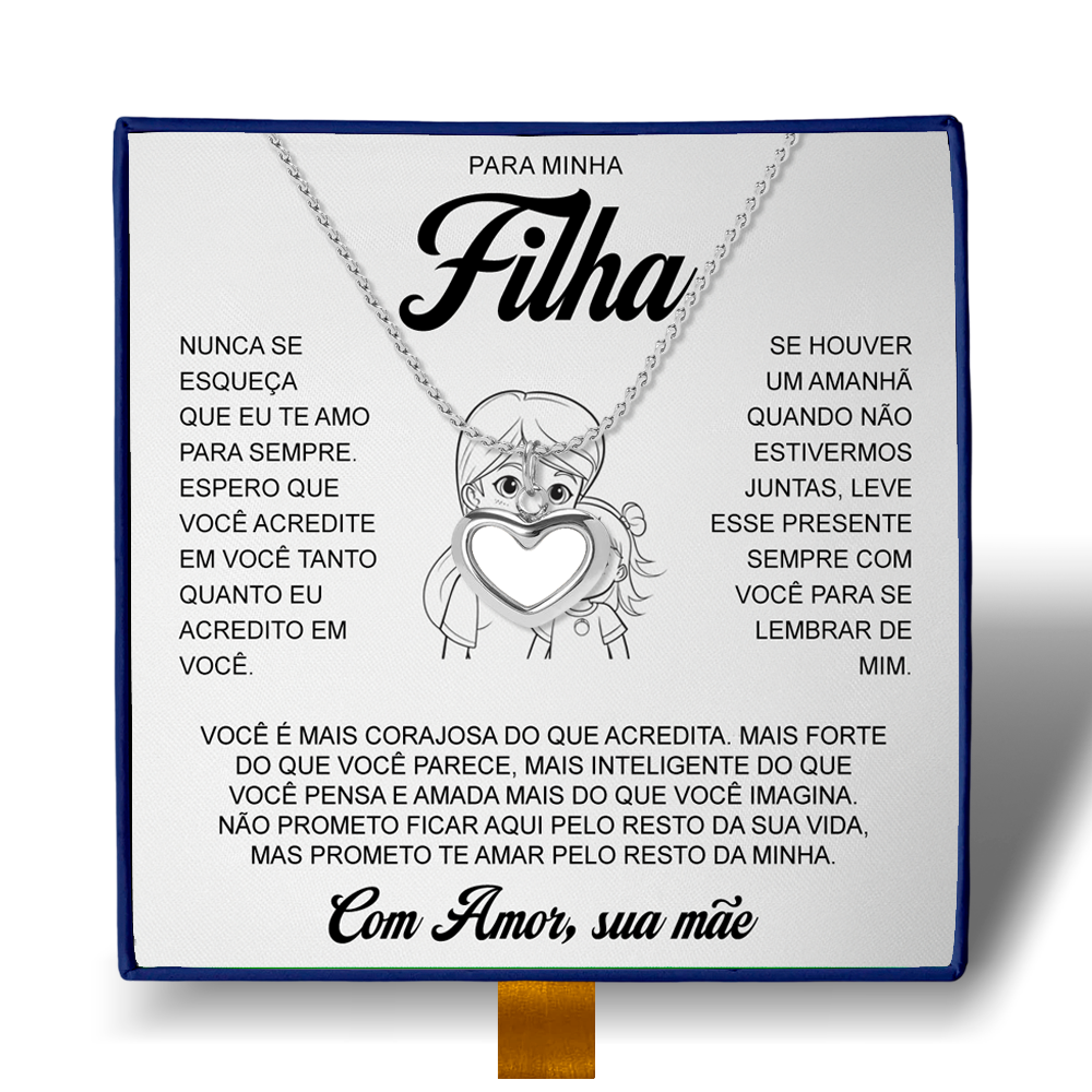 Para Minha Filha - Colar Coração Pérola Banhado a Ouro Branco 18k