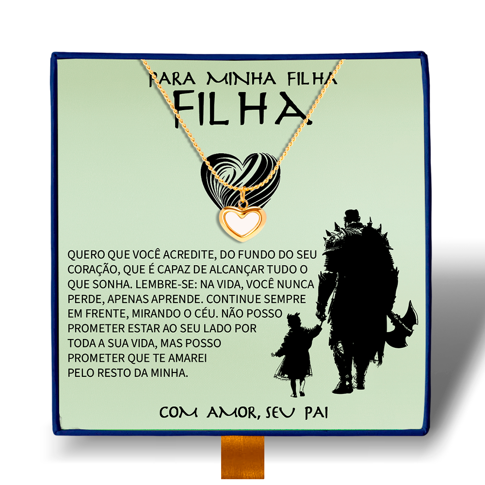 Para Minha Filha - Colar Coração Pérola Banhado a Ouro 18k