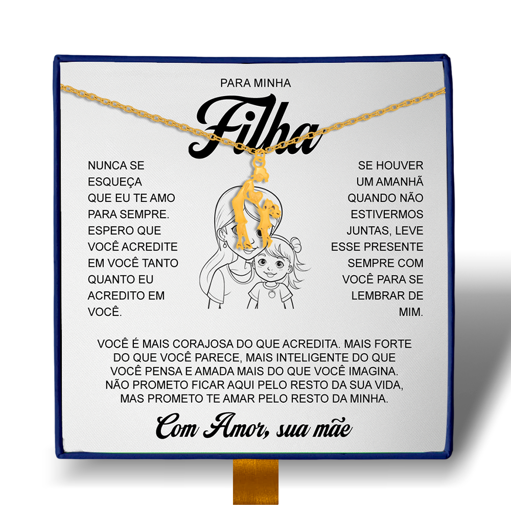 Para Minha Filha - Colar Laço de Amor Banhado a Ouro 18k