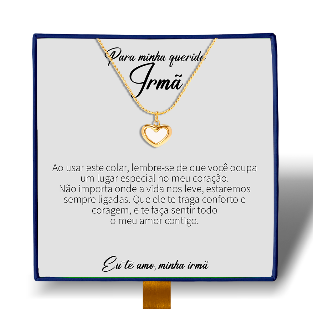 Para Minha Irmã - Colar Coração Pérola Banhado a Ouro 18k