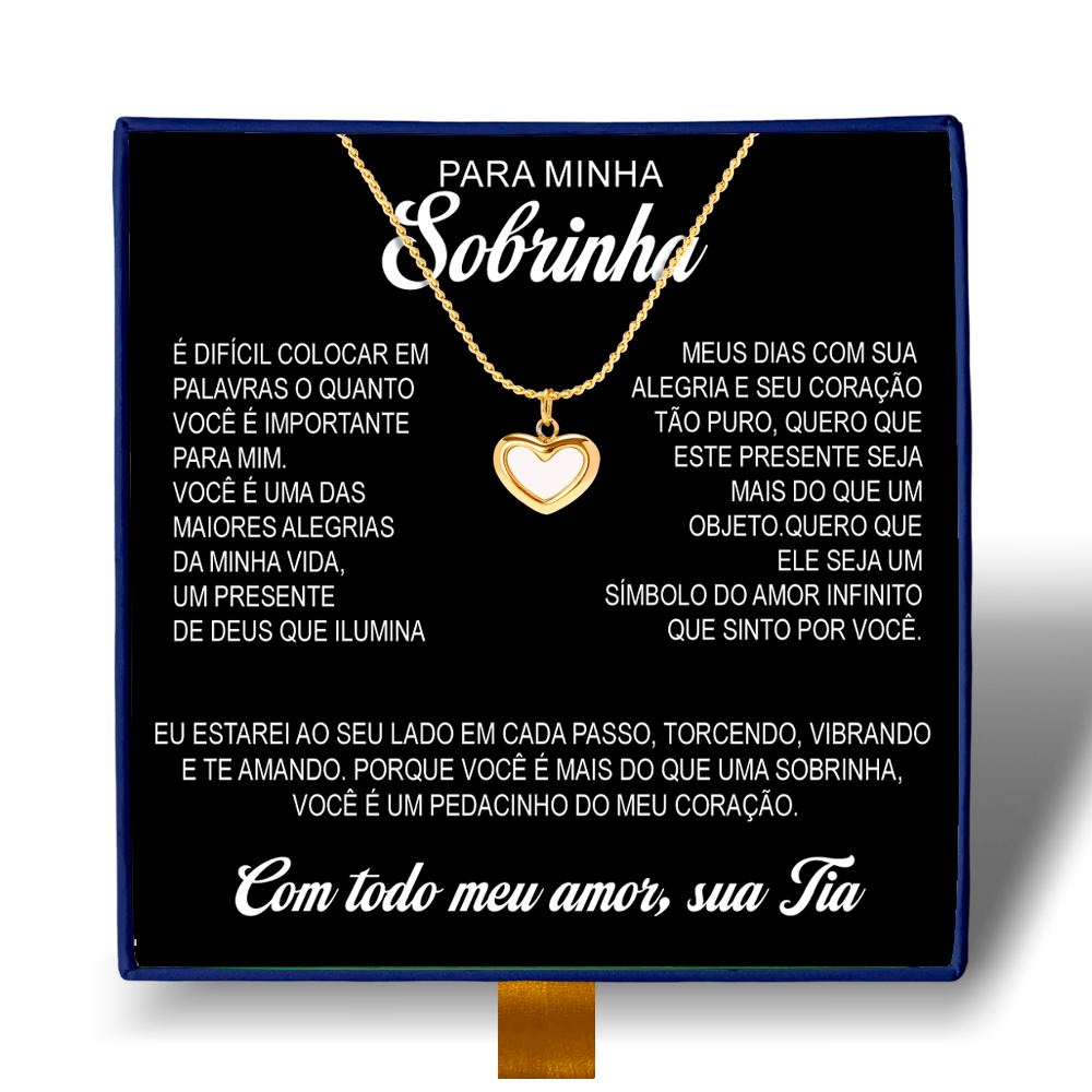 Minha Sobrinha - Colar Coração Pérola Banhado a Ouro 18k