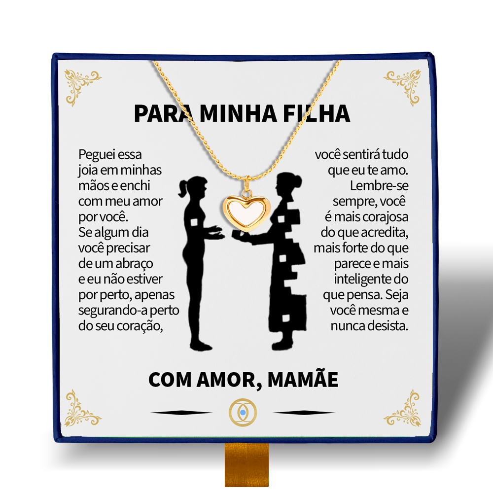 Para Minha Filha - Colar Coração Pérola Banhado a Ouro 18k