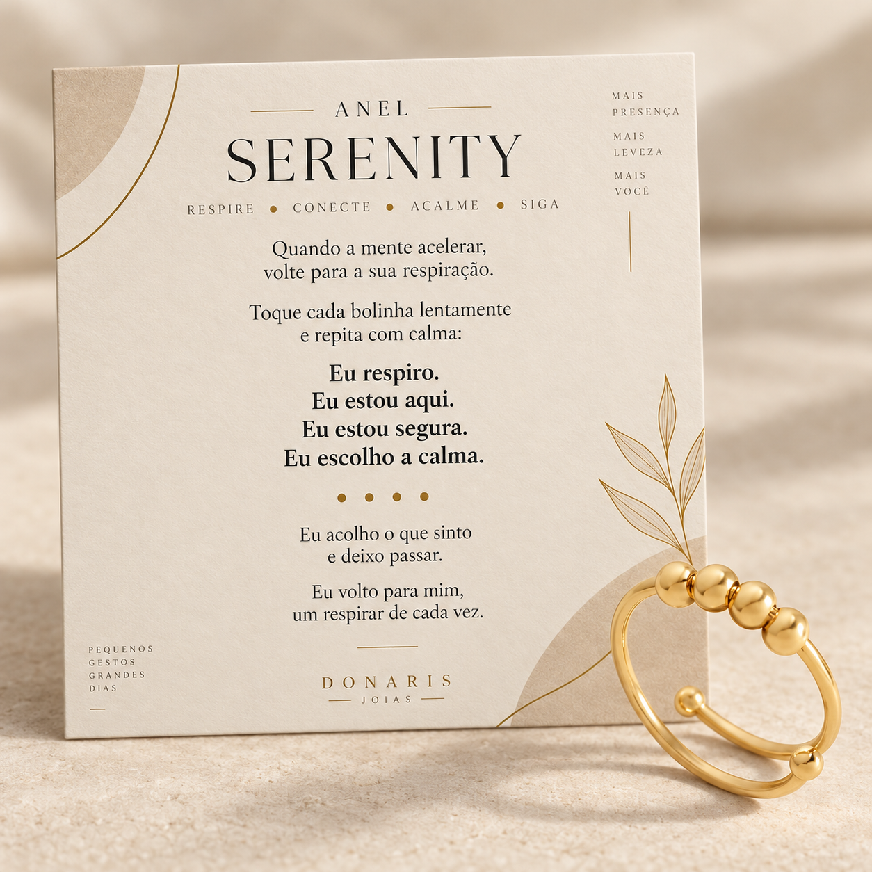 Para Você - Anel Serenity Anti Ansiedade Banhado a Ouro 18k