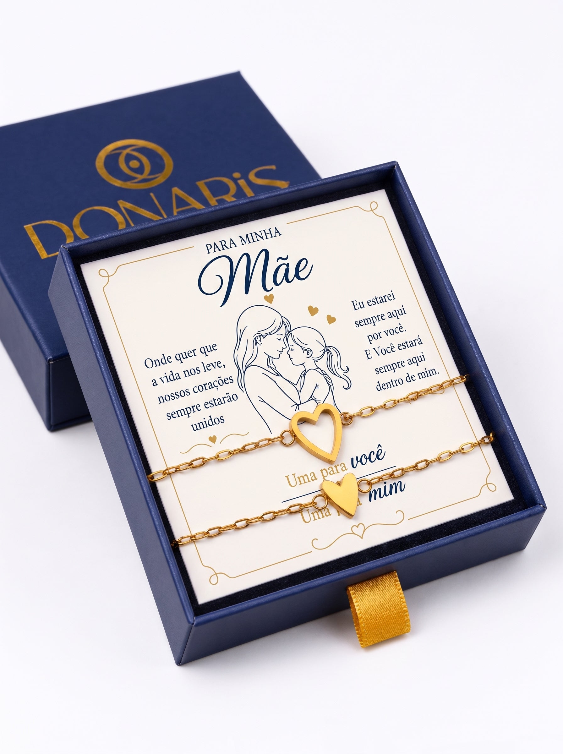 Para Minha Mãe - Pulseira Corações Ligados Banhado a Ouro 18k