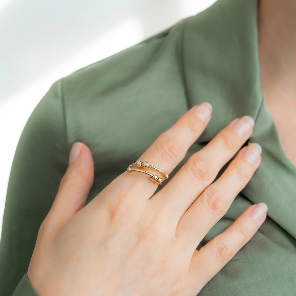 Anel Anti Ansiedade Banhado a Ouro 18k