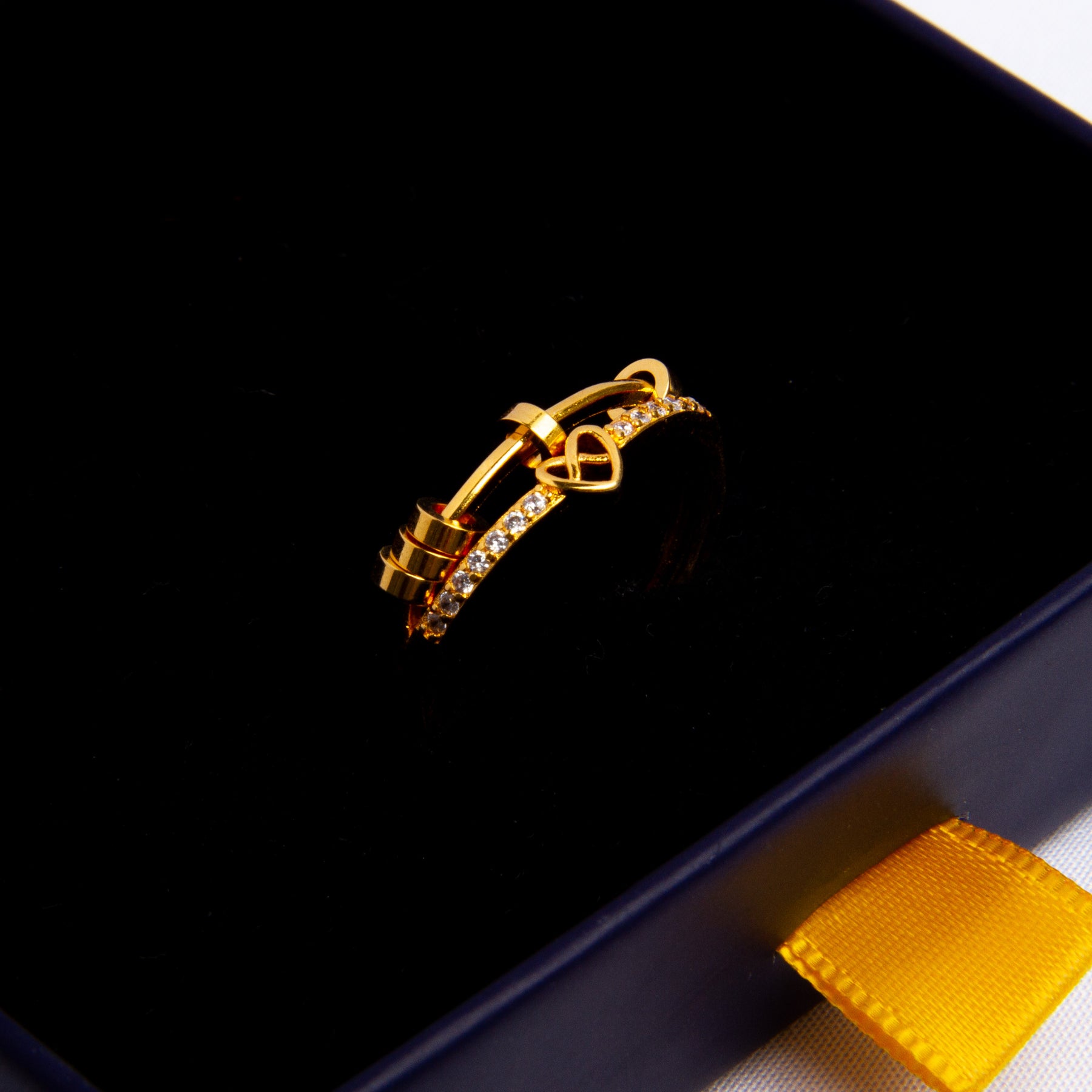 Anel Anti Ansiedade Amor Infinito Banhado a Ouro 18k