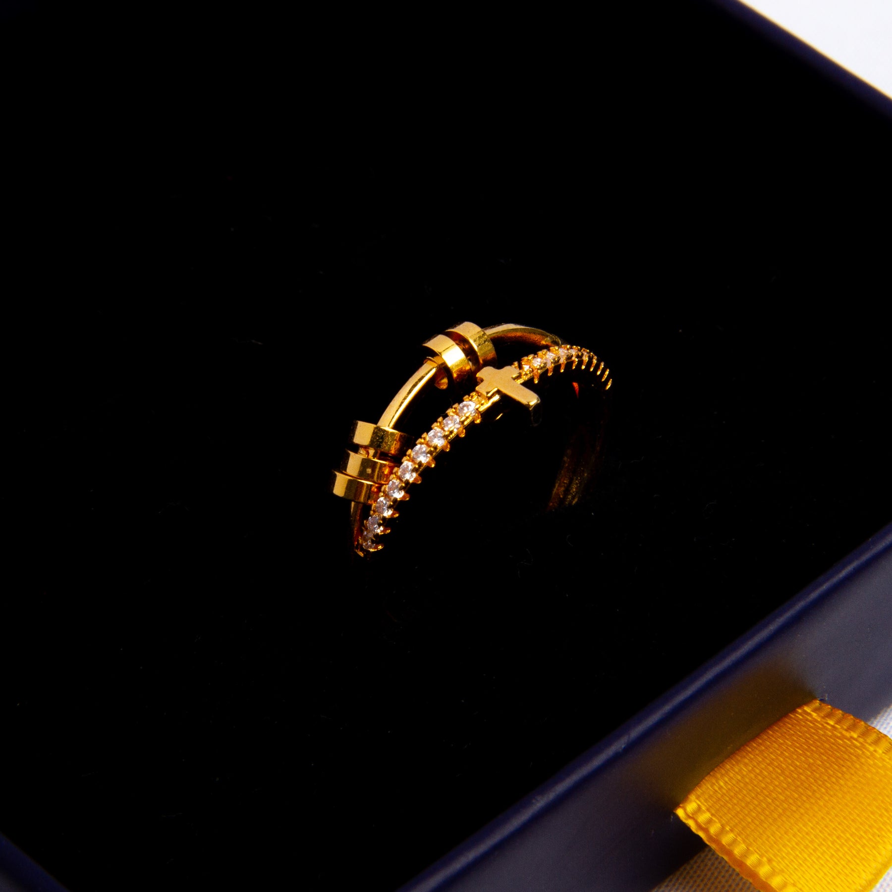 Anel Anti Ansiedade Cruz Banhado a Ouro 18k