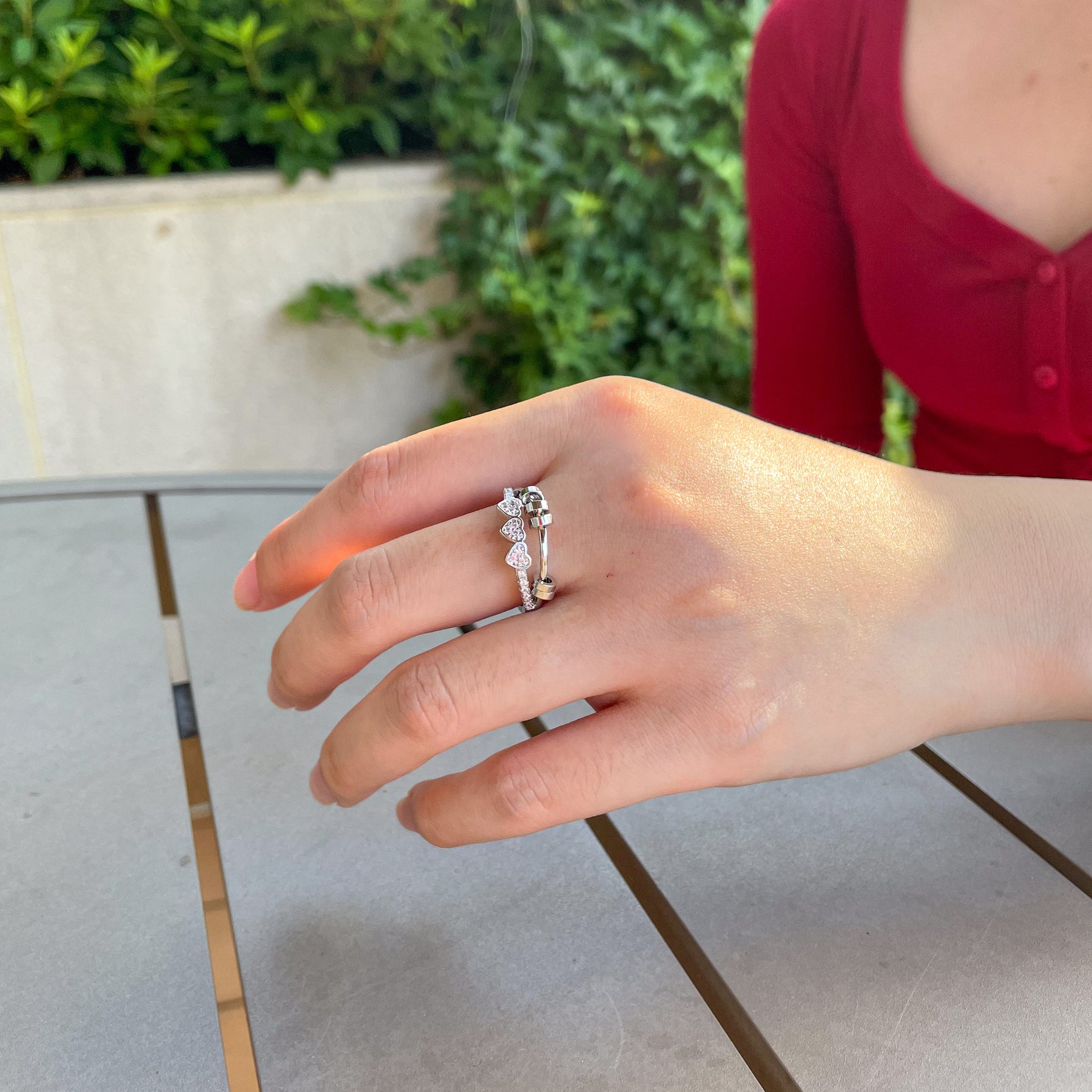 Anel Anti Ansiedade Três Corações Banhado a Ouro 18k