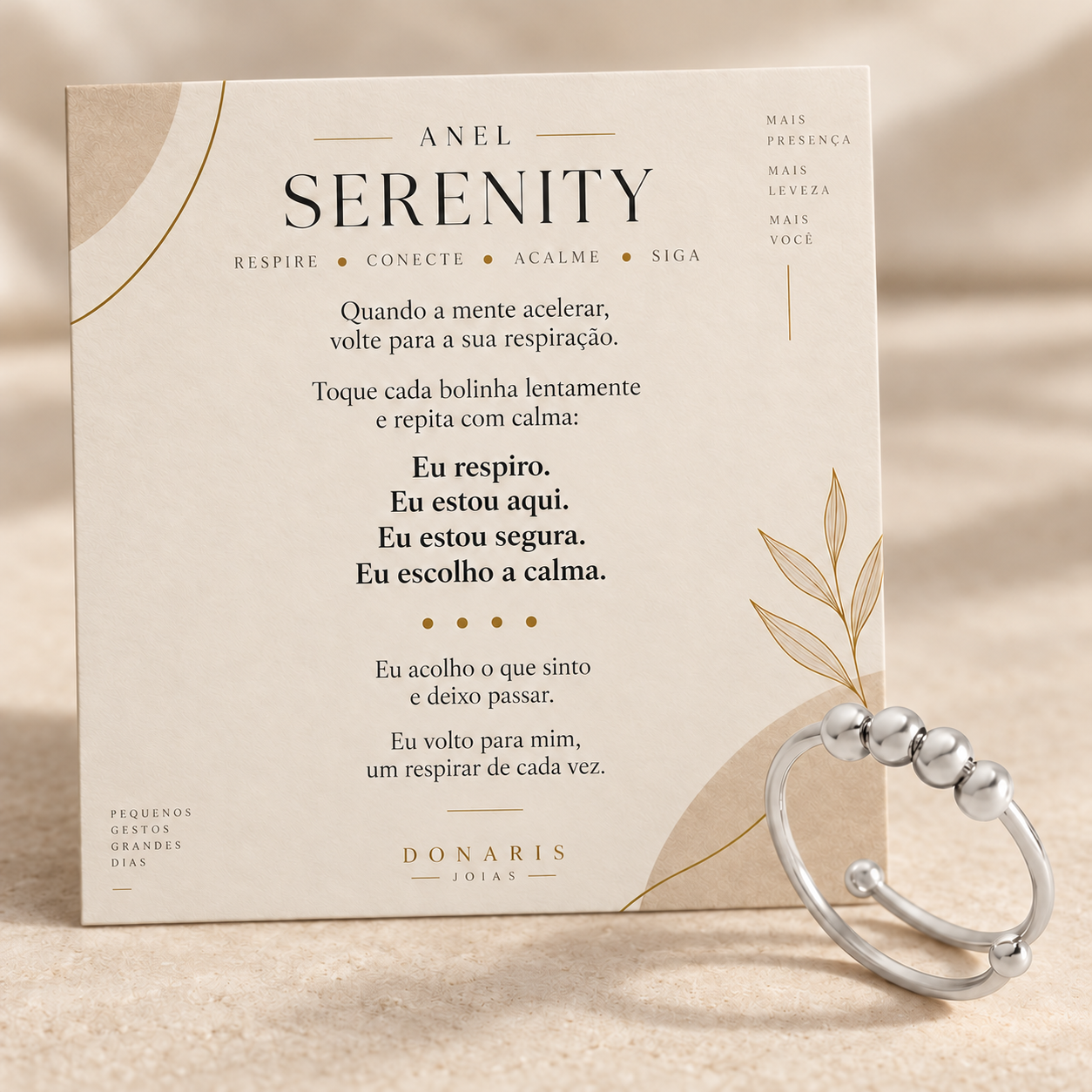 Para Você - Anel Serenity Anti Ansiedade Banhado a Ouro 18k