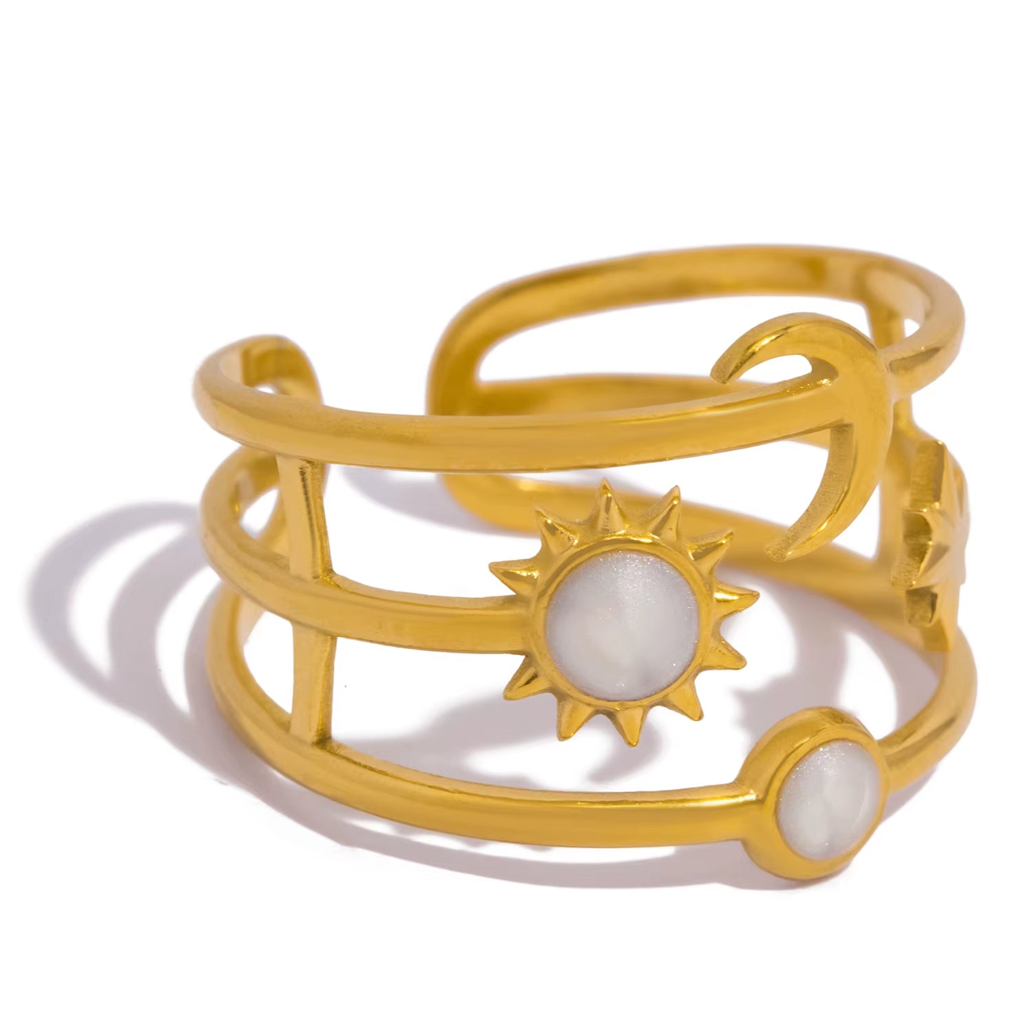 Anel Solar Banhado a Ouro 18k