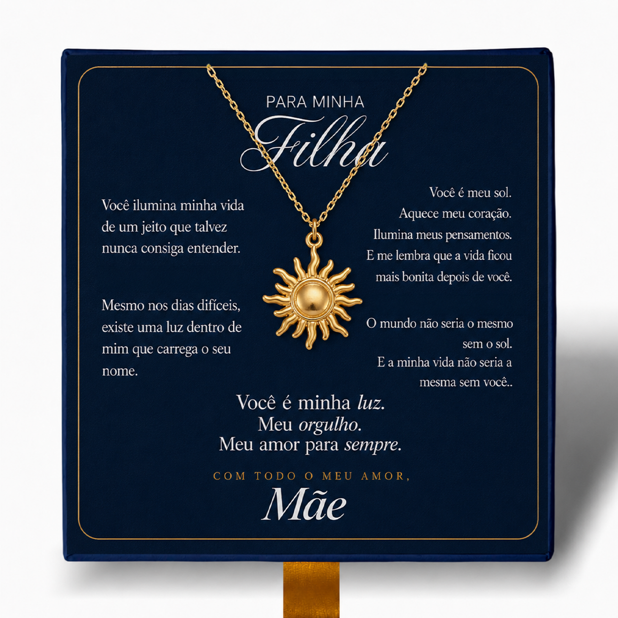 Para Minha Filha- Colar Sol Radiante Banhado a Ouro 18k