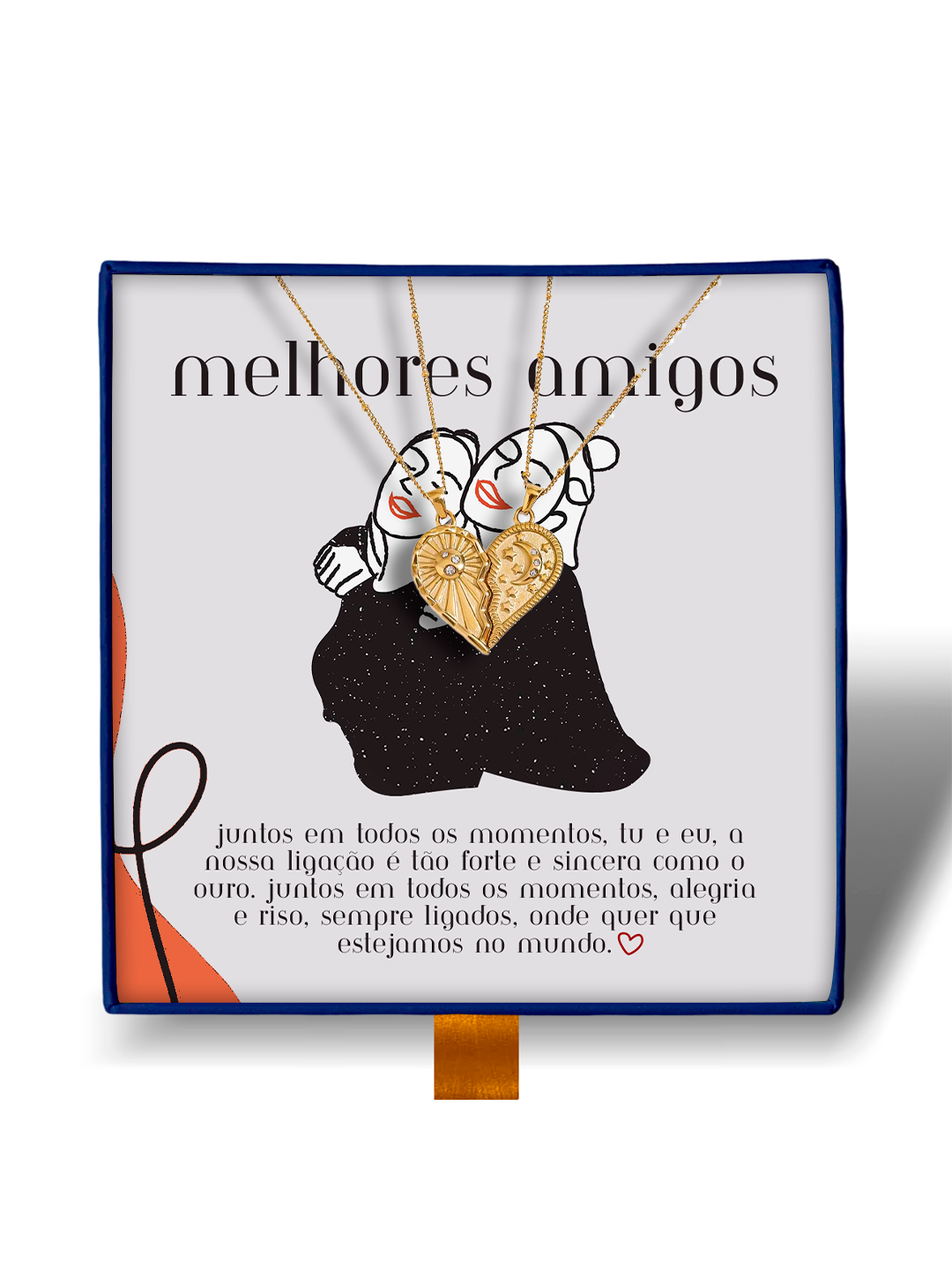 Para Melhor Amiga - Colar Lua e Sol Banhado a Ouro 18k - Conjunto 2 Colares