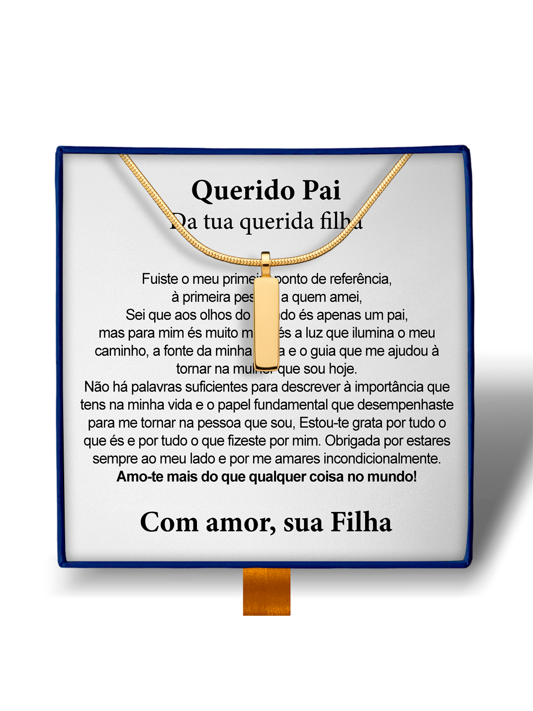 Para Meu Pai - Colar Americano Banhado a Ouro Branco 18k Filha