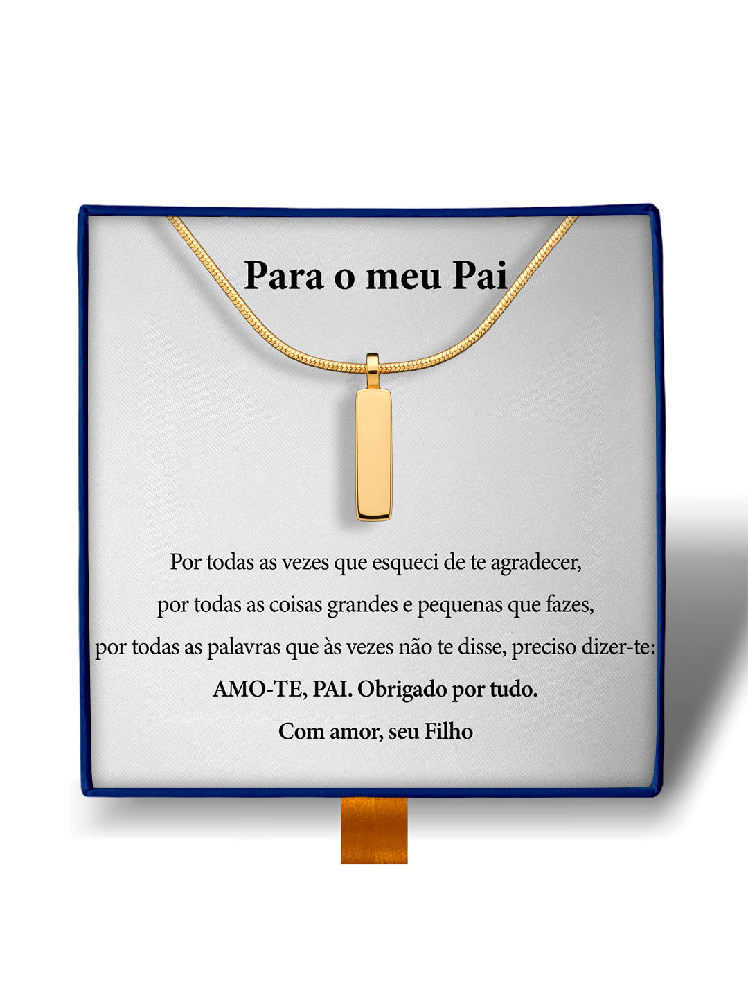 Para Meu Pai - Colar Americano Banhado a Ouro Branco 18k