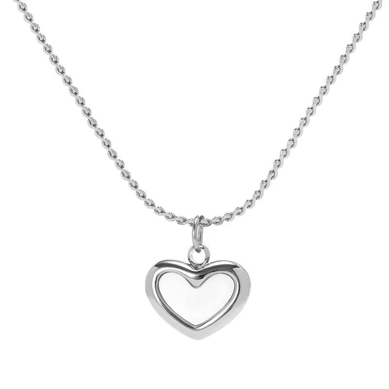 Colar Coração Pérola Banhado a Ouro Branco 18k