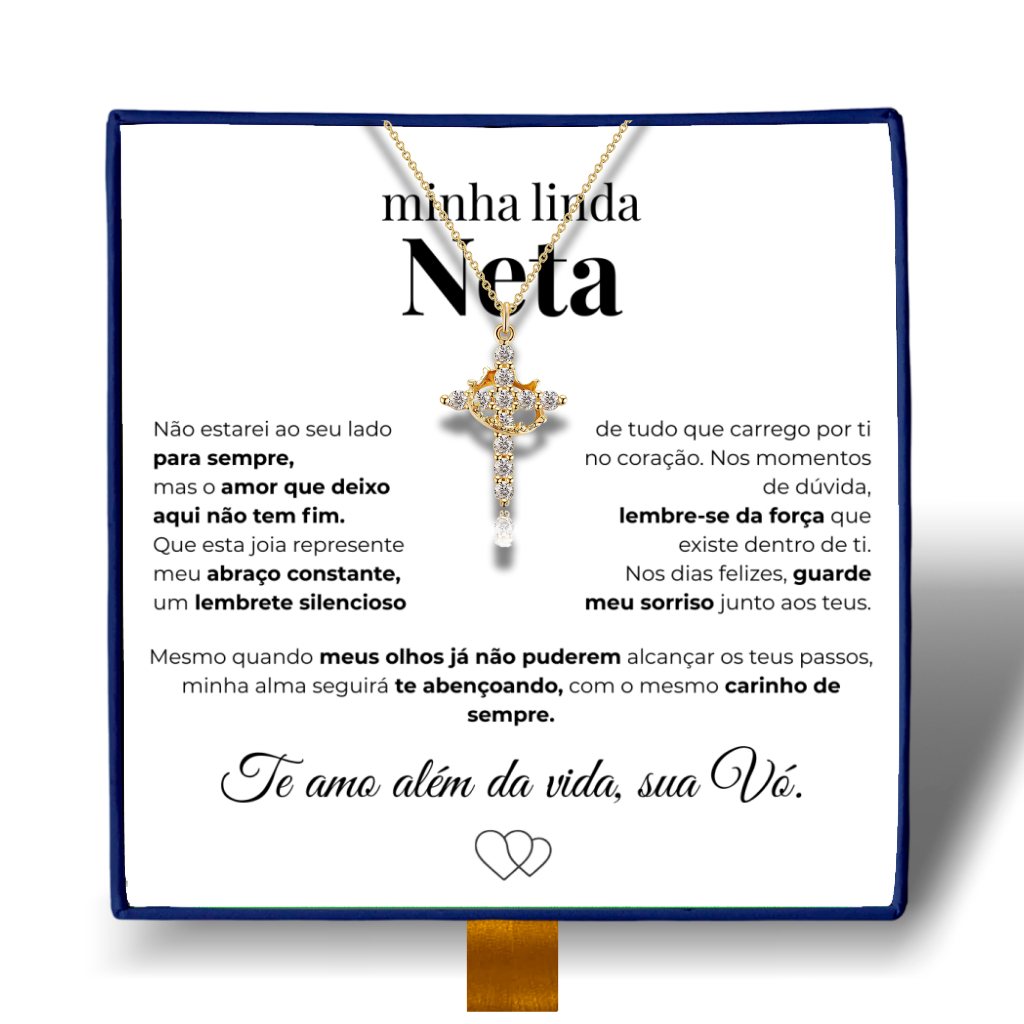 Linda Neta - Colar Cruz do Rei Banhado a Ouro 18k