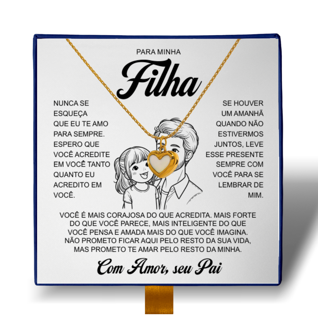 Minha Filha - Colar Coração Pérola Banhado a Ouro 18k