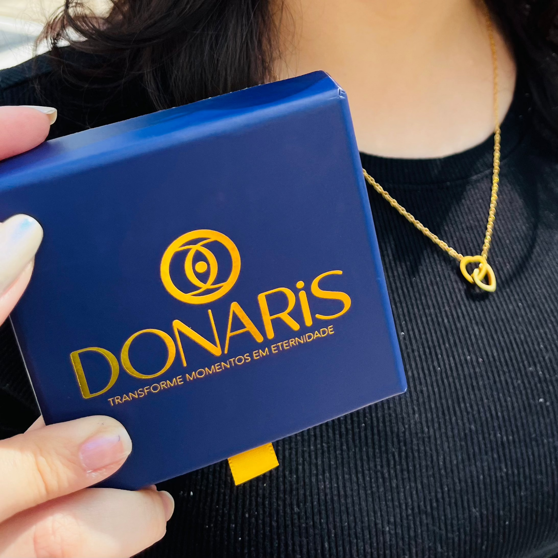 Para Minha Filha - Colar Duplo Coração Entrelaçados Banhado a Ouro 18k