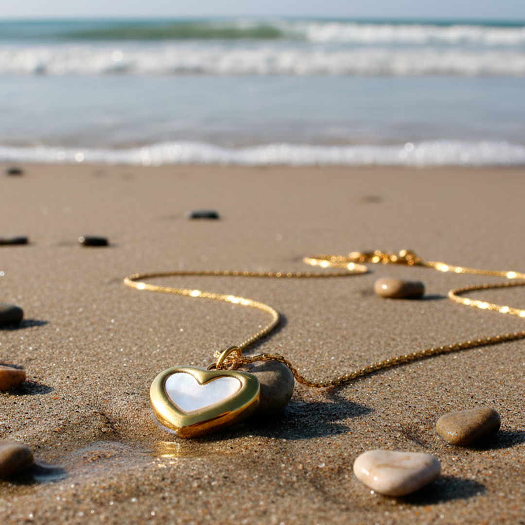 Para Minha Filha - Colar Coração Pérola Banhado a Ouro 18k