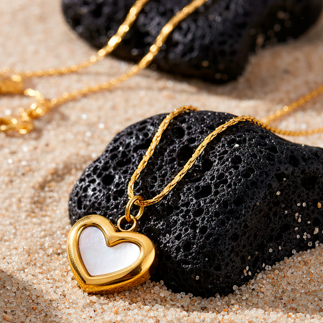 Para Minha Filha - Colar Coração Pérola Banhado a Ouro 18k