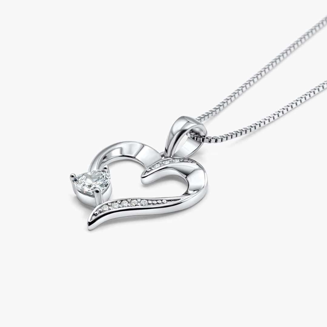 Para Minha Mulher- Colar Coração Diamante Prata 925