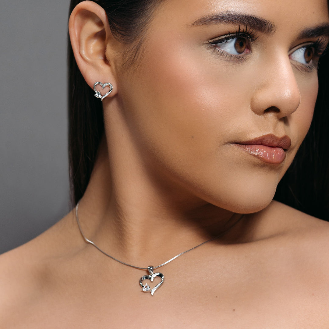 Para Minha Mulher- Colar Coração Diamante Prata 925