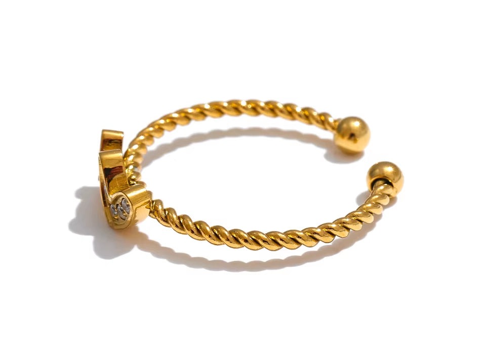 Anel Laço de Corações Banhado a Ouro 18k