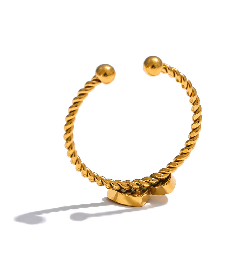 Anel Laço de Corações Banhado a Ouro 18k