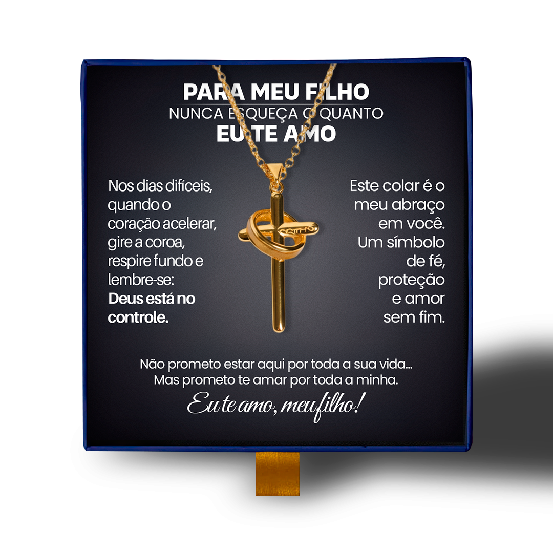 Para Meu Filho- Colar Cruz Antiansiedade Banhado a Ouro 18k