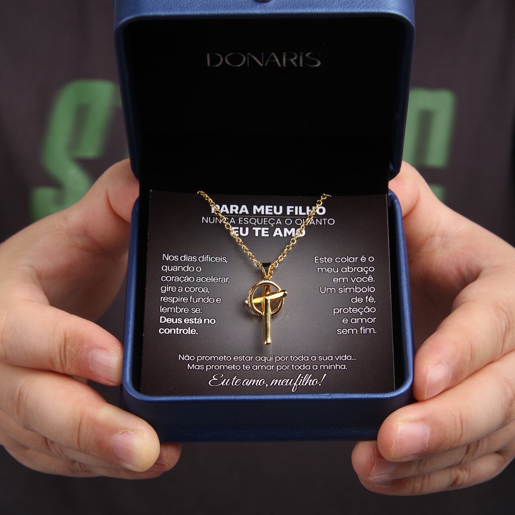 Para Meu Filho- Colar Cruz Antiansiedade Banhado a Ouro 18k