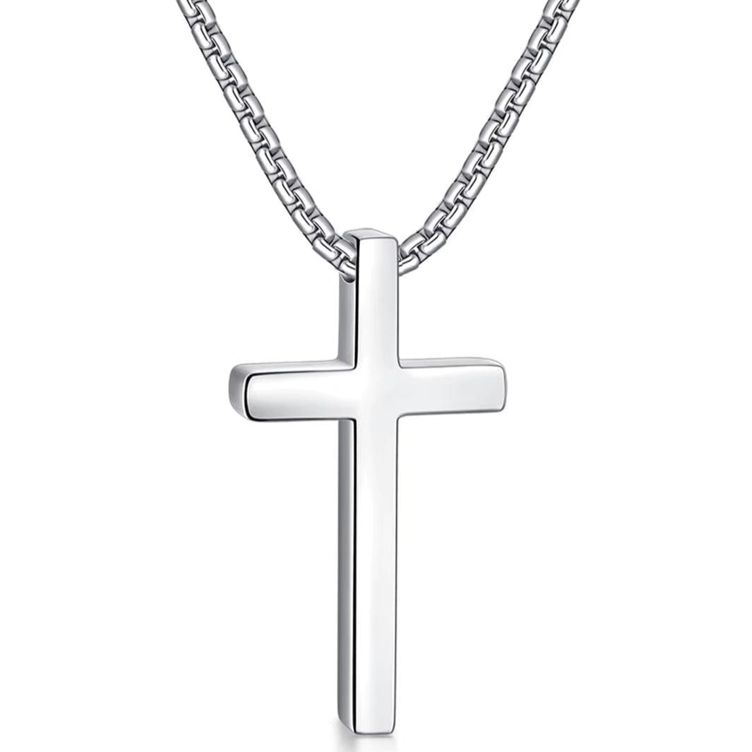 Para Meu Filho- Colar Cruz Banhado a Ouro Branco 18k