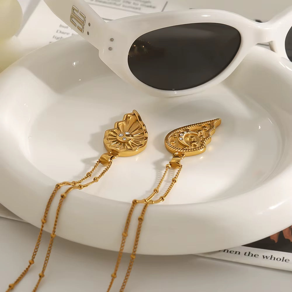 Colar Lua e Sol Banhado a Ouro 18k - Conjunto 2 Colares