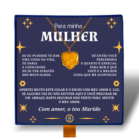 Para Minha Mulher - Colar Coração Abraçado Banhado a Ouro 18k