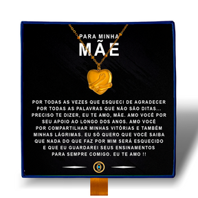 Para Minha Mãe - Colar Coração Abraçado Banhado a Ouro 18k