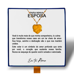 Para Minha Esposa - Colar Coração Abraçado Banhado a Ouro 18k