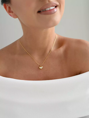 Para Minha Afilhada - Colar Coração Pérola Banhado a Ouro 18k