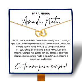 Para Minha Neta - Colar Duplo Coração Entrelaçados Banhado a Ouro 18k