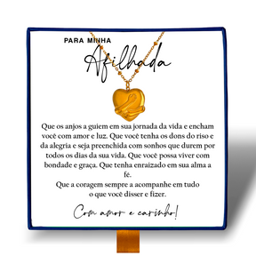 Para Minha Afilhada - Colar Coração Abraçado Banhado a Ouro 18k