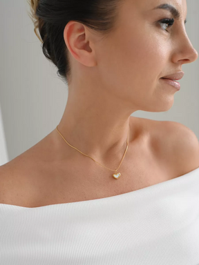 Para Minha Afilhada - Colar Coração Pérola Banhado a Ouro 18k