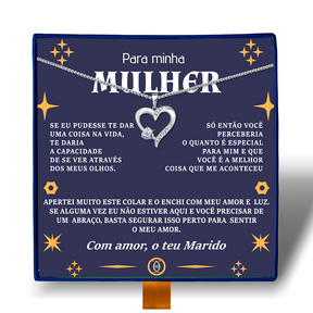 Para Minha Mulher- Colar Coração Diamante Prata 925