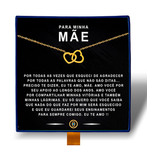 Para Minha Mãe - Colar Coração Duplo Coração Entrelaçado Banhado a Ouro 18k
