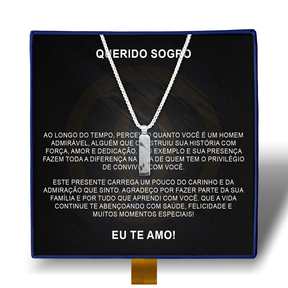 Querido Sogro- Colar Americano Banhado a Ouro Branco 18k