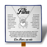 Para Minha Filha - Colar Coração Pérola Banhado a Ouro Branco 18k