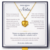 Para Minha Neta - Colar Coração Abraçado Banhado a Ouro 18k